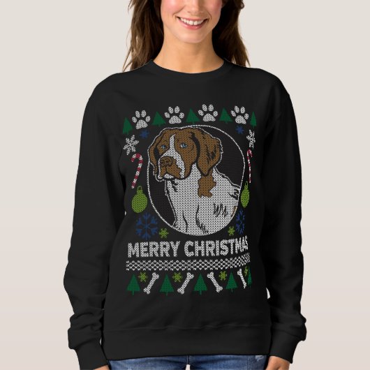 Brittany Spaniel Hondenras Ugly kerstSweater Trui (Voorkant)