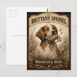 Brittany Spaniel – Houtsnip Jacht Kunst Briefkaart