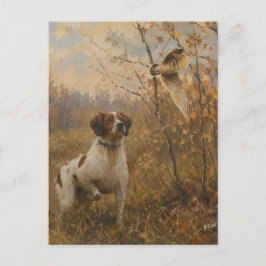Brittany Spaniel – Houtsnip Jacht Kunst Briefkaart