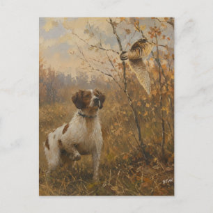 Brittany Spaniel – Houtsnip Jacht Kunst Briefkaart