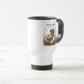 Brittany Spaniel – Houtsnip Jacht Kunst Reisbeker (Voorkant rechts)