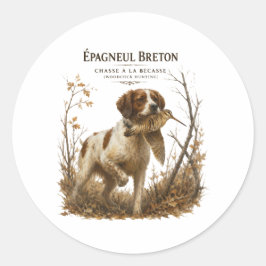 Brittany Spaniel – Houtsnip Jacht Kunst Ronde Sticker