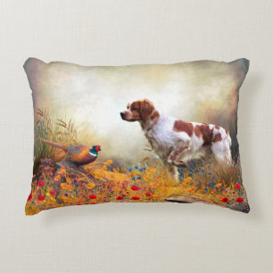 Brittany Spaniel, Hunting Pheasant Accent Kussen