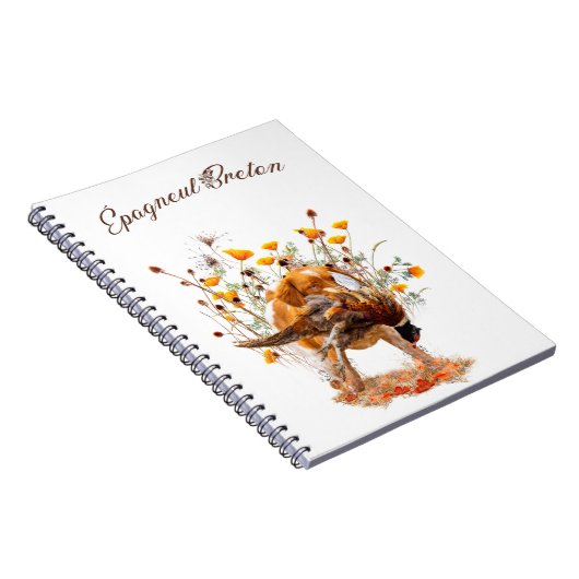 Brittany Spaniel, Hunting Pheasant Coffee Mok T-Sh Notitieboek (Rechterzijde)
