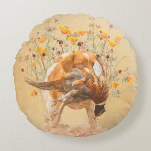 Brittany Spaniel, Hunting Pheasant Coffee Mok T-Sh Rond Kussen