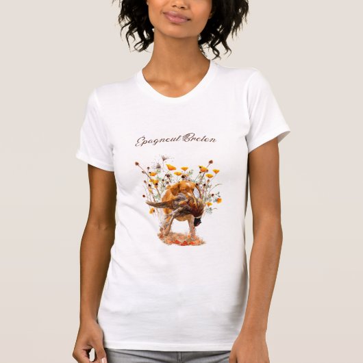 Brittany Spaniel, Hunting Pheasant Coffee Mok T-Sh T-shirt (Voorkant)