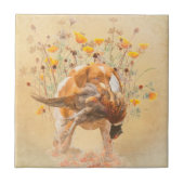 Brittany Spaniel, Hunting Pheasant Coffee Mok T-Sh Tegeltje (Voorkant)