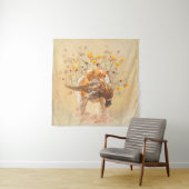 Brittany Spaniel, Hunting Pheasant Coffee Mok T-Sh Wandkleed (In situ)