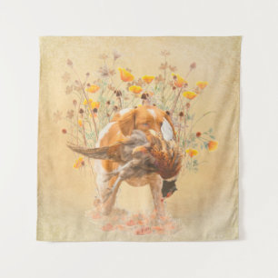Brittany Spaniel, Hunting Pheasant Coffee Mok T-Sh Wandkleed