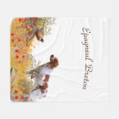 Brittany Spaniel, Hunting Pheasant Fleece Deken (Voorkant (Horizontaal))