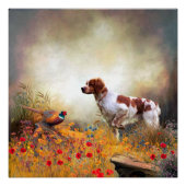 Brittany Spaniel, Hunting Pheasant Perfect Poster (Voorkant)