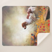 Brittany Spaniel, Hunting Pheasant Sherpa Deken (Voorkant (horizontaal))
