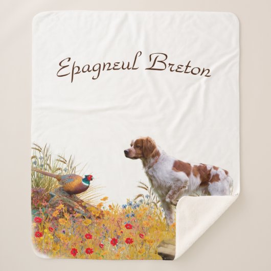 Brittany Spaniel, Hunting Pheasant Sherpa Deken (Voorkant)