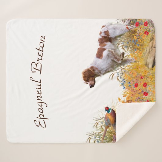 Brittany Spaniel, Hunting Pheasant Sherpa Deken (Voorkant (horizontaal))