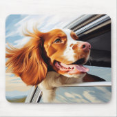 Brittany spaniel in autoruit muismat (Voorkant)