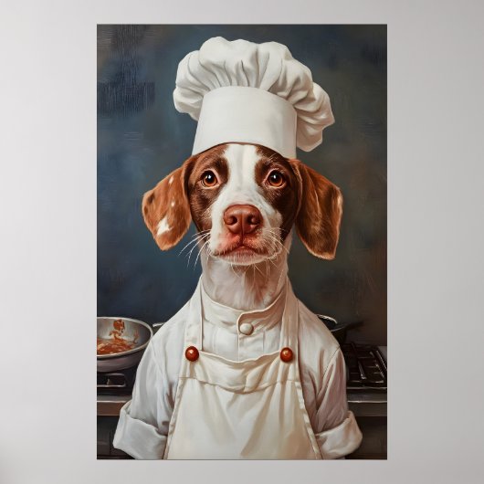 Brittany Spaniel In Chefs Hat Poster, Pet Poster (Voorkant)