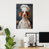 Brittany Spaniel In Chefs Hat Poster, Pet Poster (Thuiskantoor)