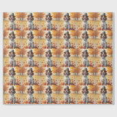 Brittany Spaniel in de herfst verlaat Thanksgiving Cadeaupapier (Vlak)