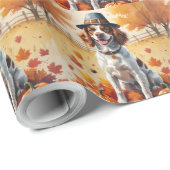 Brittany Spaniel in de herfst verlaat Thanksgiving Cadeaupapier (Rol Hoek)