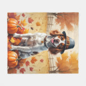 Brittany Spaniel in de herfst verlaat Thanksgiving Fleece Deken (Voorkant (Horizontaal))
