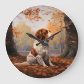 Brittany Spaniel in herfstbladeren val inspireert Grote Klok (Voorkant)