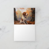 Brittany Spaniel in herfstbladeren val inspireert Kaart (Binnen)