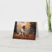 Brittany Spaniel in herfstbladeren val inspireert Kaart (Voorkant)
