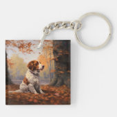 Brittany Spaniel in herfstbladeren val inspireert Sleutelhanger (Achterkant)