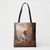 Brittany Spaniel in herfstbladeren val inspireert Tote Bag (Voorkant)