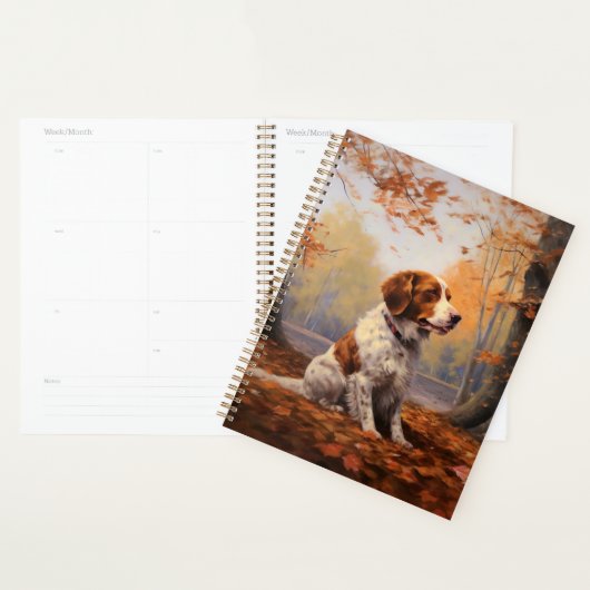 Brittany Spaniel in Herfstbladeren Val Inspireren Planner (Display)