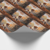Brittany Spaniel in herfstbladeren valt inspireren Cadeaupapier (Hoek)