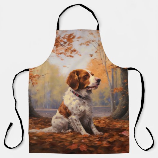 Brittany Spaniel in herfstbladeren valt inspireren Schort (Voorkant)