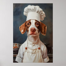 Brittany Spaniel In Kooksmuts Poster, Huisdier Pos
