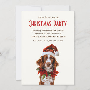 Brittany Spaniel in Santa Hat Hond Kerstfeest Kaart
