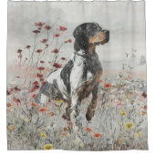 Brittany Spaniel jaagt in het veld Douchegordijn (Voorkant)