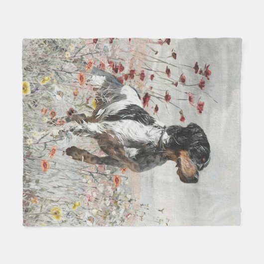 Brittany Spaniel jaagt in het veld Fleece Deken (Voorkant (Horizontaal))