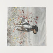 Brittany Spaniel jaagt in het veld Wandkleed (Voorkant (horizontaal))