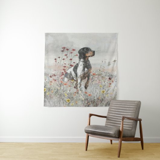 Brittany Spaniel jaagt in het veld Wandkleed (In situ)