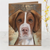 Brittany Spaniel         Kaart (Gele Bloem)