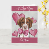 Brittany Spaniel         Kaart (Gele Bloem)