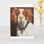 Brittany Spaniel Kaart (Gele Bloem)