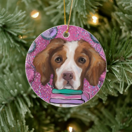 Brittany Spaniel Keramisch Ornament (Boom)