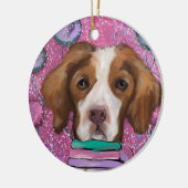 Brittany Spaniel Keramisch Ornament (Links)