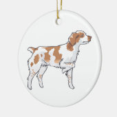 Brittany Spaniel Keramisch Ornament (Links)