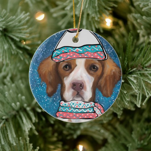 Brittany Spaniel Keramisch Ornament (Boom)