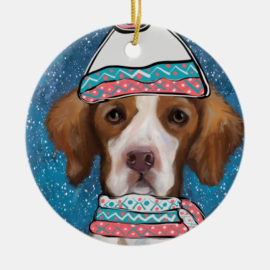 Brittany Spaniel Keramisch Ornament (Voorkant)
