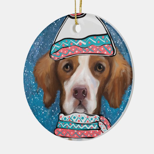 Brittany Spaniel Keramisch Ornament (Links)