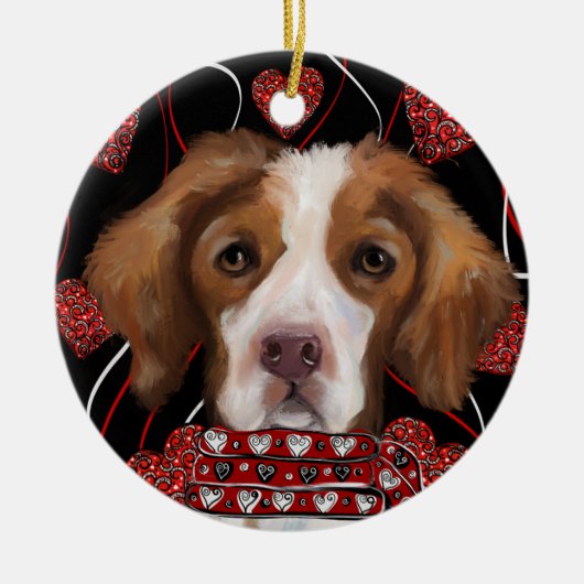 Brittany Spaniel Keramisch Ornament (Voorkant)