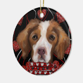 Brittany Spaniel Keramisch Ornament (Links)