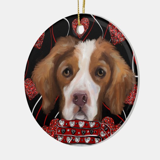 Brittany Spaniel Keramisch Ornament (Links)